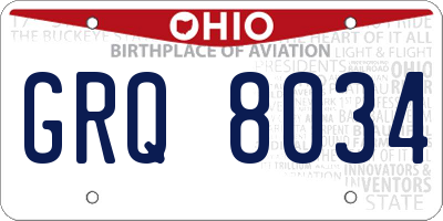 OH license plate GRQ8034