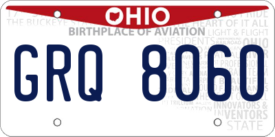 OH license plate GRQ8060