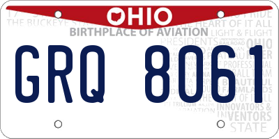 OH license plate GRQ8061