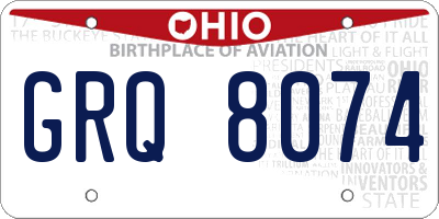 OH license plate GRQ8074