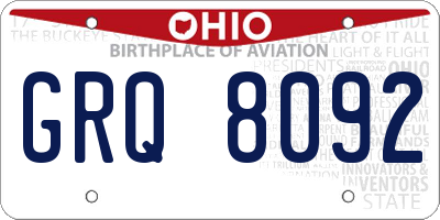 OH license plate GRQ8092