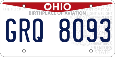 OH license plate GRQ8093