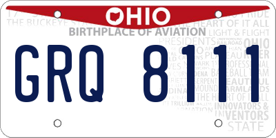 OH license plate GRQ8111