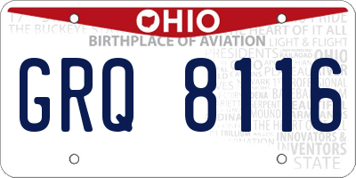OH license plate GRQ8116