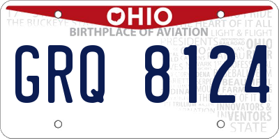 OH license plate GRQ8124