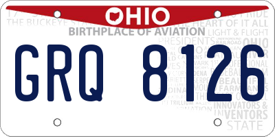 OH license plate GRQ8126