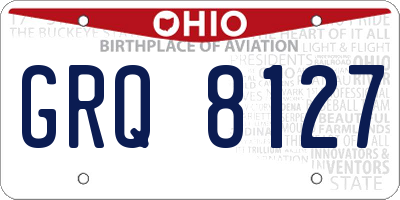 OH license plate GRQ8127