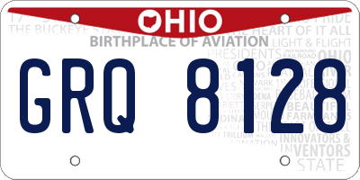 OH license plate GRQ8128