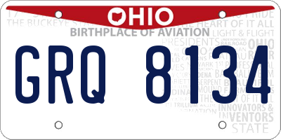 OH license plate GRQ8134