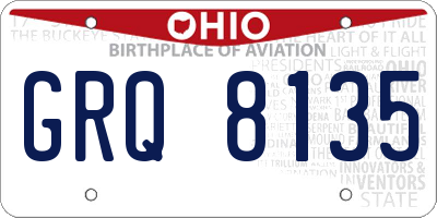 OH license plate GRQ8135