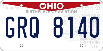 OH license plate GRQ8140