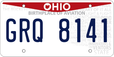 OH license plate GRQ8141