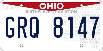 OH license plate GRQ8147