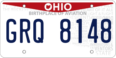 OH license plate GRQ8148