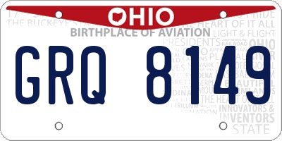 OH license plate GRQ8149