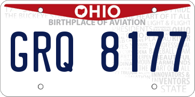 OH license plate GRQ8177