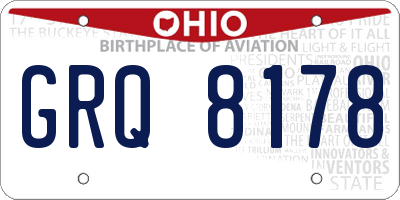 OH license plate GRQ8178