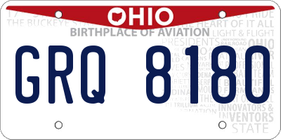 OH license plate GRQ8180