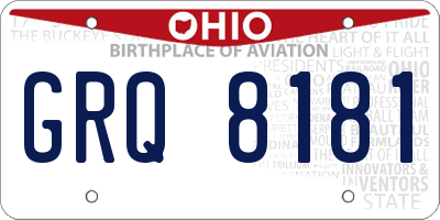 OH license plate GRQ8181