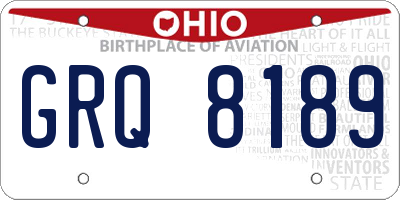 OH license plate GRQ8189