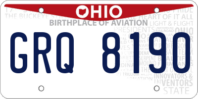 OH license plate GRQ8190