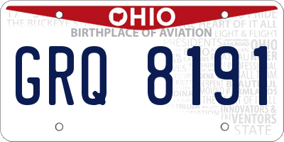 OH license plate GRQ8191