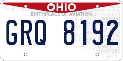 OH license plate GRQ8192