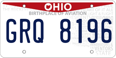 OH license plate GRQ8196