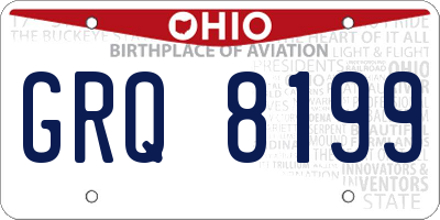 OH license plate GRQ8199