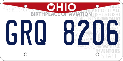 OH license plate GRQ8206