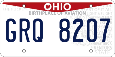 OH license plate GRQ8207