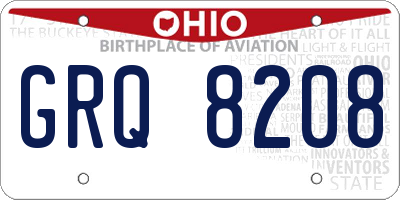 OH license plate GRQ8208