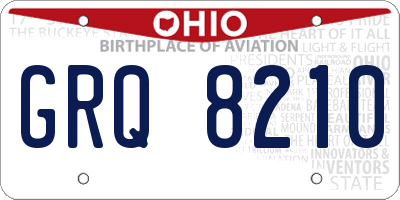 OH license plate GRQ8210