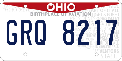 OH license plate GRQ8217