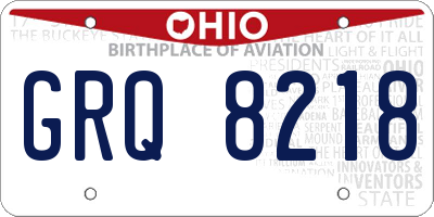 OH license plate GRQ8218