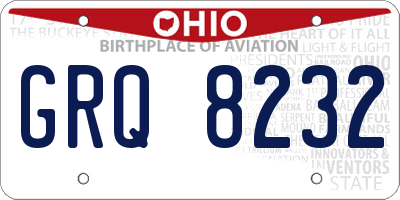 OH license plate GRQ8232