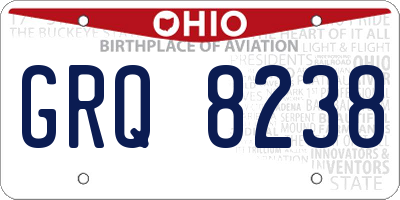 OH license plate GRQ8238