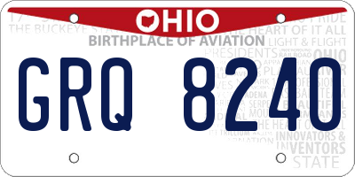 OH license plate GRQ8240