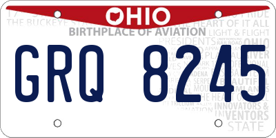 OH license plate GRQ8245