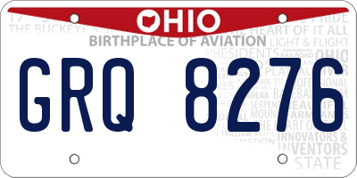 OH license plate GRQ8276