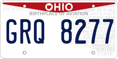 OH license plate GRQ8277