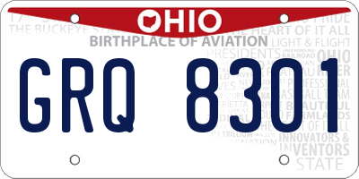 OH license plate GRQ8301
