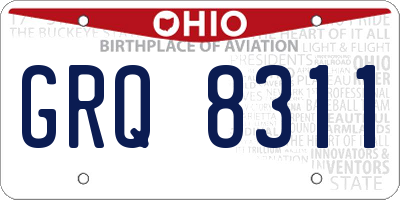 OH license plate GRQ8311