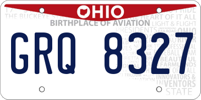 OH license plate GRQ8327