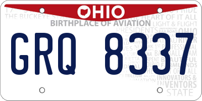 OH license plate GRQ8337