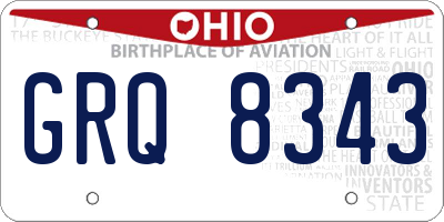 OH license plate GRQ8343