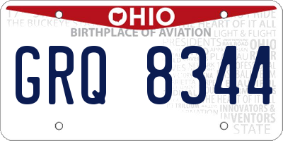 OH license plate GRQ8344