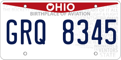 OH license plate GRQ8345