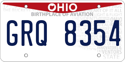 OH license plate GRQ8354