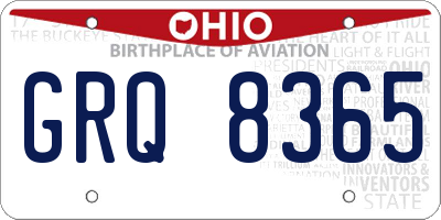 OH license plate GRQ8365